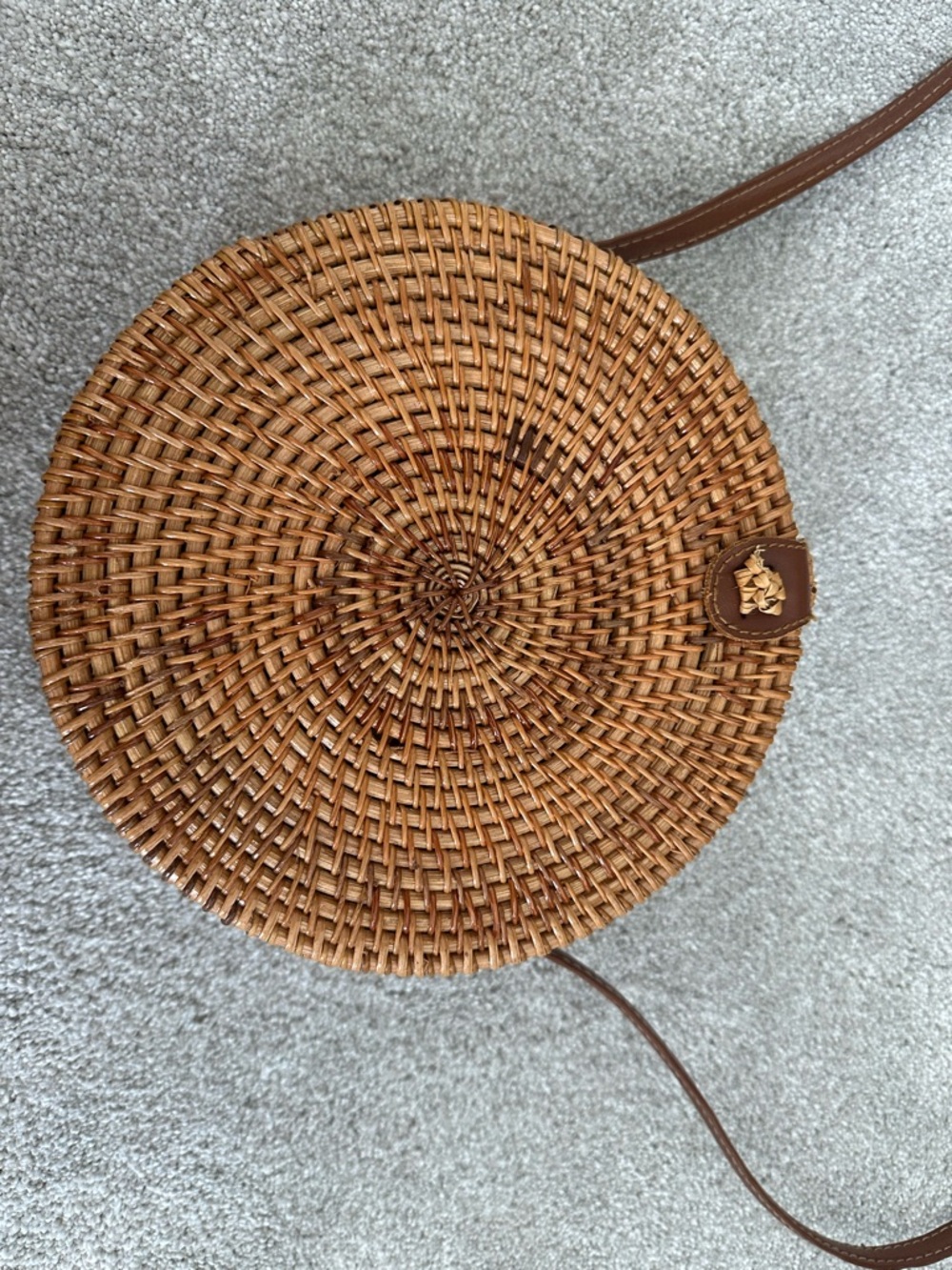 Woven Round Crossbody Bag - Brown